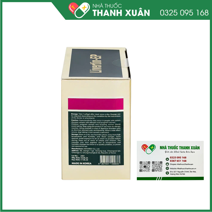 Livertin-EP bổ sung vitamin B1, B6, B12, niacin, canxi pantothenate cho cơ thể, cải thiện chức năng gan